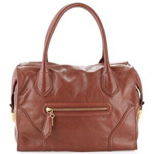 Foley + Corinna Boxy Tote Bag REDWOOD Brown pebbled leather Tubular shoulder